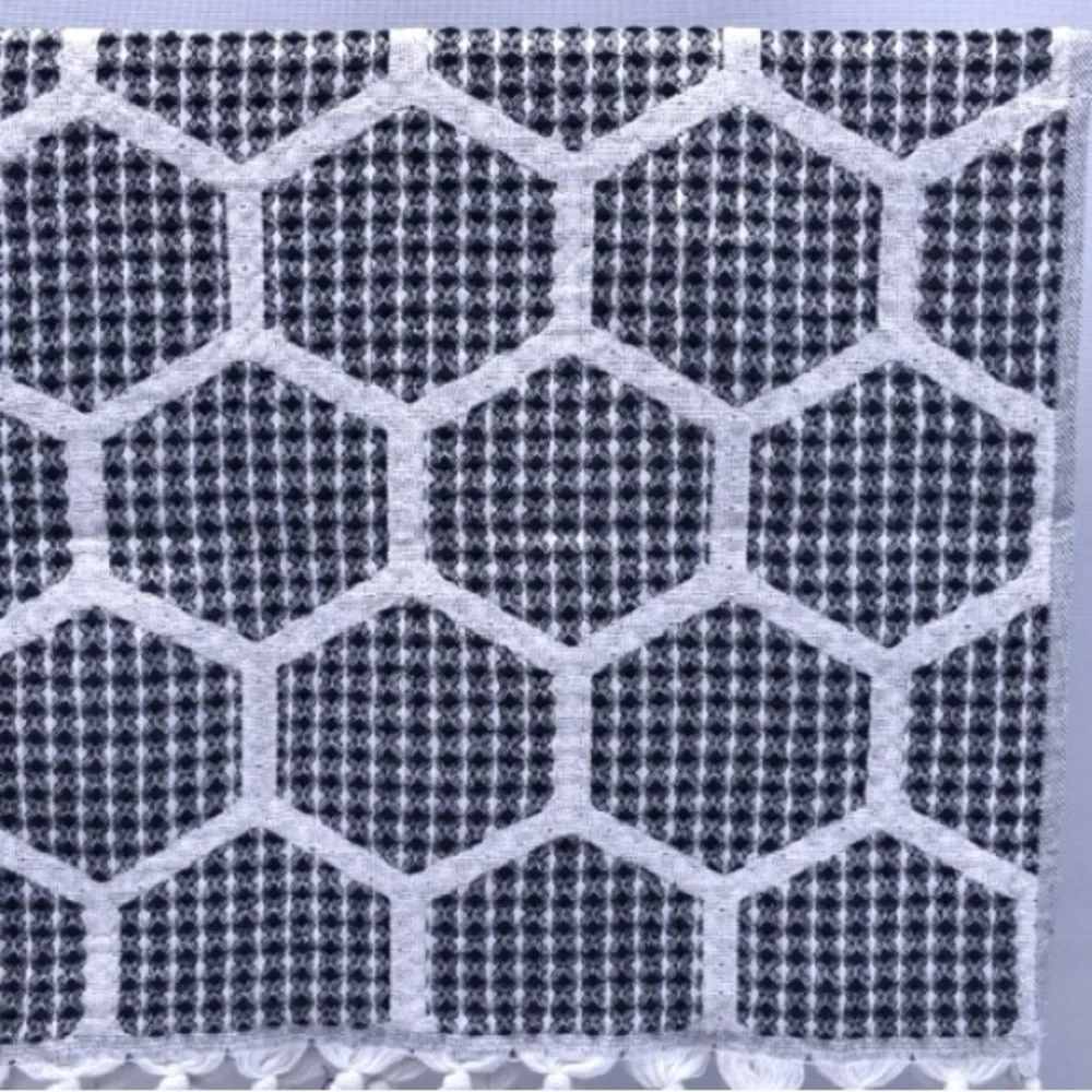 Modern Kitchen Towel Geometric Waffle Weave Black + White NEW honeycomb modern